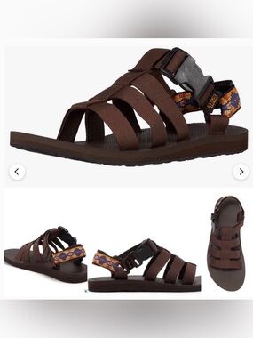 Aztec Teva mens Original Dorado Sandal brown orange patterned heel size 42 /men9